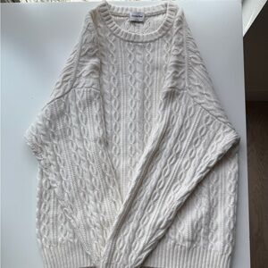 Aritzia Sunday Best Ivory Cable Knit Oversized Sweater